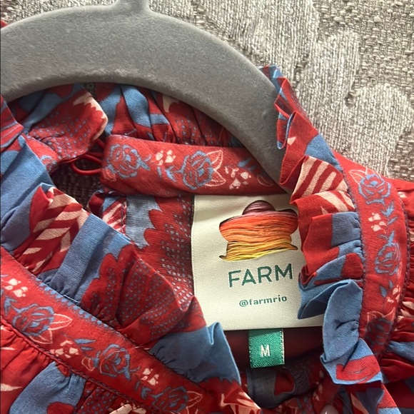 FARM RIO Floral Ruffle Blouse - Red and Blue - Picture 5 of 9
